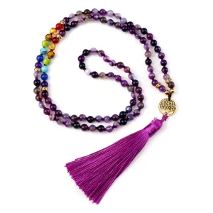 Chakra halsband med tofs - flera färger